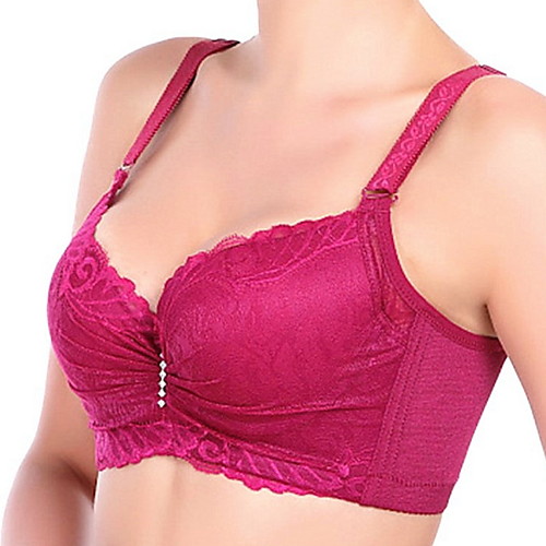 

Women's Bra Underwire Bra 3/4 Cup Lace Sexy Cotton Blushing Pink