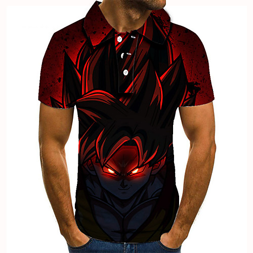 

Men's Golf Shirt Tennis Shirt 3D Print Cartoon Graphic Prints Button-Down Short Sleeve Street Tops Casual Fashion Cool Red / Sports