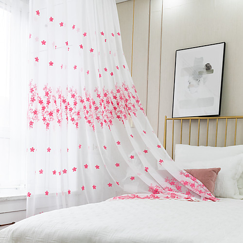 

Two Panel Small Fresh Style Red Warm Embroidered Window Screen Living Room Bedroom Dining Room Study Room Children's Room Translucent Tulle