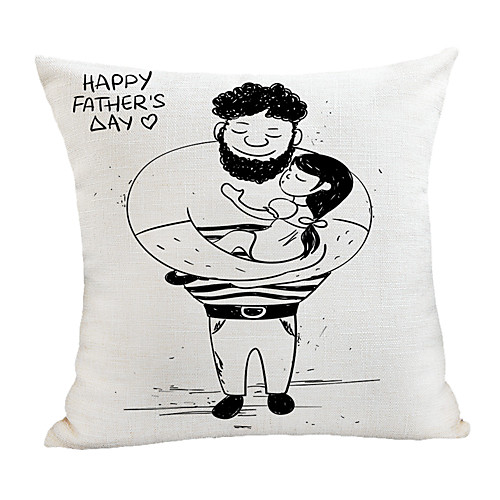 

Double Side Print Father's Day Cushion Cover 1PC Faux Linen Soft Square Throw Pillow Cover Cushion Case Pillowcase for Sofa Bedroom 45 x 45 cm (18 x 18 Inch) Superior Quality Machine Washable