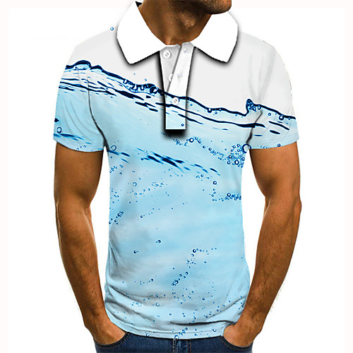 

Men's Golf Shirt Tennis Shirt 3D Print 3D Graphic Prints Button-Down Short Sleeve Street Tops Casual Fashion Cool Blue / Sports
