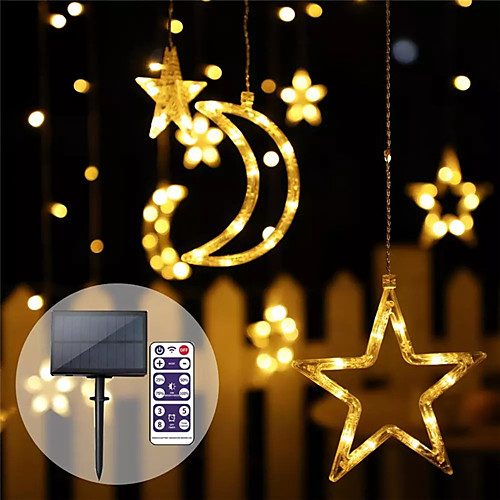 

Outdoor Solar LED String Light with Remote Controller Moon Star Shape Waterproof Décor Lighting LED Flexible String Lights for Patio Garland Lawn Yard Colorful DIY Lighting IP65 Level Garden Light