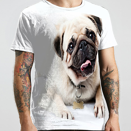 

Men's Unisex Tee T shirt Shirt 3D Print Dog Graphic Prints Animal Plus Size Print Short Sleeve Casual Tops Basic Designer Big and Tall Round Neck White / Summer