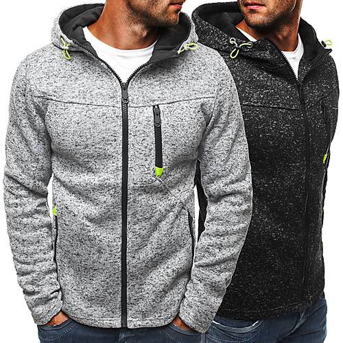 

Men's Full Zip Hoodie Solid Color Zipper Hooded Daily Fitness Basic Thin fleece Hoodies Sweatshirts Long Sleeve Blue Gray Dark Grey