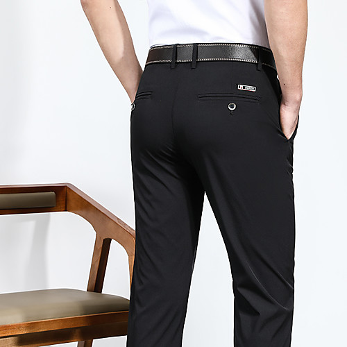 

Men's Chino Daily Chinos Pants Plain Full Length Black Blue Khaki Light Grey