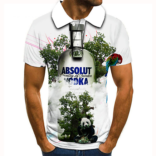 

Men's Golf Shirt 3D Print Graphic Prints Panda Beer Button-Down Short Sleeve Street Tops Casual Fashion Cool White / Sports