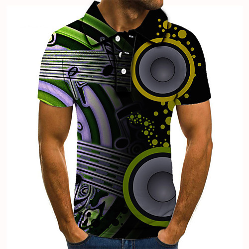 

Men's Golf Shirt 3D Print Graphic Prints Notes Button-Down Short Sleeve Street Tops Casual Fashion Cool Gray / Sports