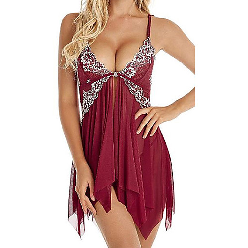 

Women's Split Lace Plus Size Super Sexy Bodysuits Nightwear Color Block Blue / Purple / Light Green S M L / Strap / Strap