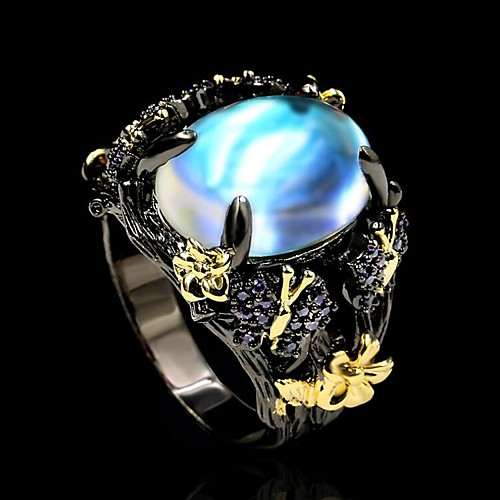 

Band Ring Moonstone Two Stone Black Brass Floral Theme Flower Artistic Fashion Vintage 1pc 6 7 8 9 10 / Women's