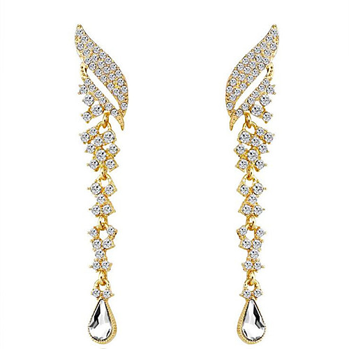 

Women's Cubic Zirconia Drop Earrings Dangle Earrings Geometrical Fashion Stylish Earrings Jewelry Gold / White For Anniversary Party Evening Birthday Festival 1 Pair