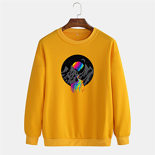 

Men's Pullover Sweatshirt Scenery Graphic Prints 3D Round Neck Sports & Outdoor Daily Sports Hot Stamping Basic Casual Hoodies Sweatshirts Long Sleeve Yellow Blushing Pink Gray