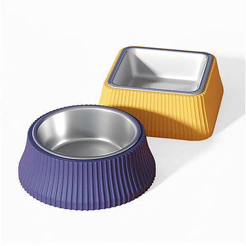 

Dog Cat Bowls & Water Bottles / Feeding Bowl / Dog Cat Bowls Stainless steel Durable No-Spill Solid Colored Yellow Blue Bowls & Feeding