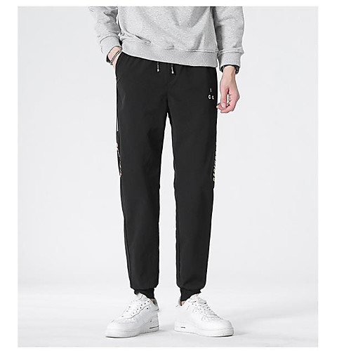 

Men's Chino Chinos Pants Graphic Ankle-Length Black