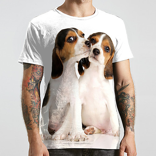 

Men's Unisex Tee T shirt Shirt 3D Print Dog Graphic Prints Animal Plus Size Print Short Sleeve Casual Tops Fashion Designer Big and Tall Round Neck White / Sports / Summer