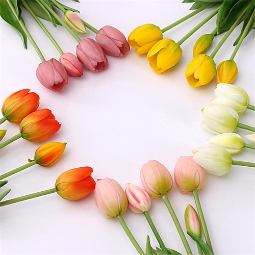

5 Branches Artificial Tulip Bouquets With Soft Rubber Hand Display 4x40cm 1 Branch
