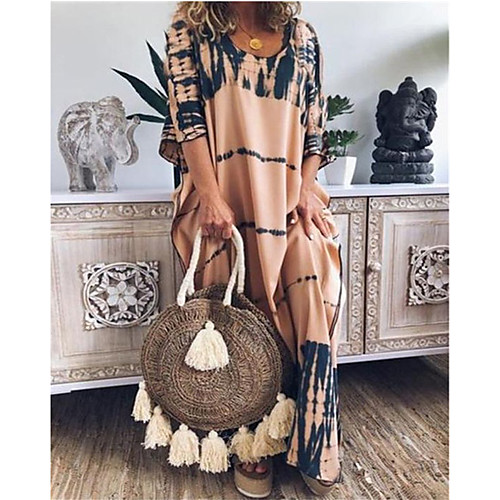 

Women's T Shirt Dress Tee Dress Maxi long Dress Half-Sleeve Tie Dye Print Spring Summer Round Neck Casual Loose 2021 S M L XL XXL
