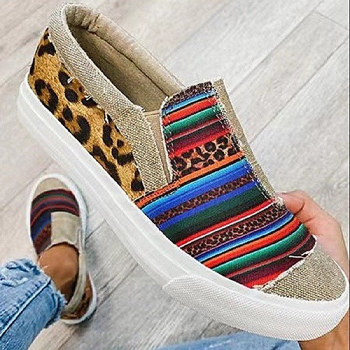 

Women's Sandals Slip-on Sneakers Flat Heel Round Toe Canvas Solid Colored Rainbow