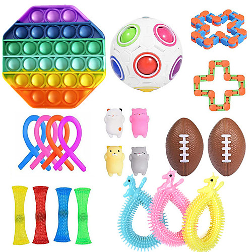 

21 pcs Fidget Sensory Toy Set Stress Relief Toys Autism Anxiety Relief Stress Pop Bubble Fidget Sensory Toy For Kids Adults
