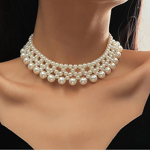 

Women's Choker Necklace Simple Elegant Classic Imitation Pearl White 385 cm Necklace Jewelry 1pc For Birthday Party Festival