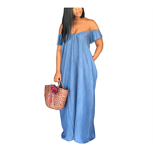 

m722 cross-border exclusively for summer independent station amazon hot style loose v-neck wrapped chest denim dress