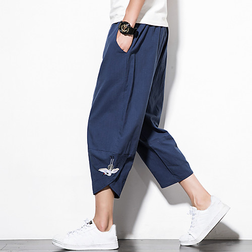 

Men's Casual / Sporty Athleisure Breathable Outdoor Sports Sport Daily Harem Loose Pants Trousers Pants Embroidery Calf-Length Drawstring Pocket ArmyGreen Wine Black Light Grey Navy Blue / Elasticity