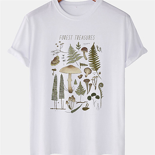 

Men's Unisex Tee T shirt Hot Stamping Plants Mushroom Plus Size Short Sleeve Casual Tops 100% Cotton Basic Designer Big and Tall White Black Yellow