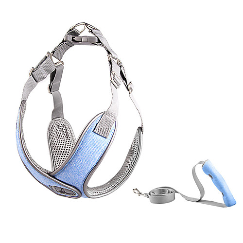 

Dog Cat Harness Training Leash Harness Leash Set Breathable Adjustable Flexible Escape Proof Outdoor Walking Flower Nylon Small Dog Medium Dog Blue Pink Orange Gray