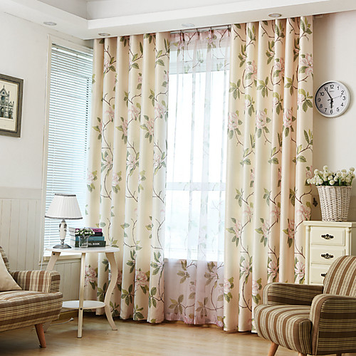 

Two Panel Korean Pastoral Style Printed Curtains Living Room Bedroom Dining Room Curtains