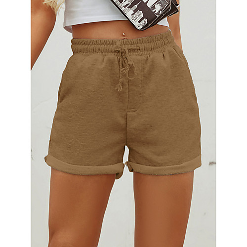 

Women's Casual / Sporty Streetwear Comfort Holiday Weekend Shorts Pants Plain Short Novelty Drawstring Black Khaki Green Gray