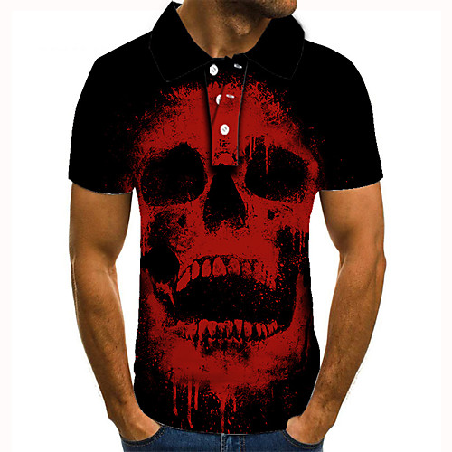 

Men's Golf Shirt Tennis Shirt 3D Print Graphic Prints Skull Button-Down Short Sleeve Street Tops Casual Fashion Cool Black / Sports
