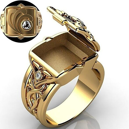 

Band Ring Geometrical Gold Zircon Copper Gold Plated Precious Fashion Vintage 1pc 8 9 10 / Men's