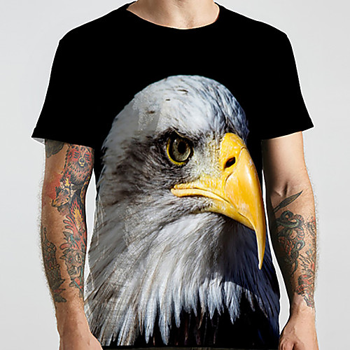 

Men's Unisex Tee T shirt Shirt 3D Print Graphic Prints Eagle Animal Plus Size Print Short Sleeve Casual Tops Basic Designer Big and Tall Round Neck Black / Summer