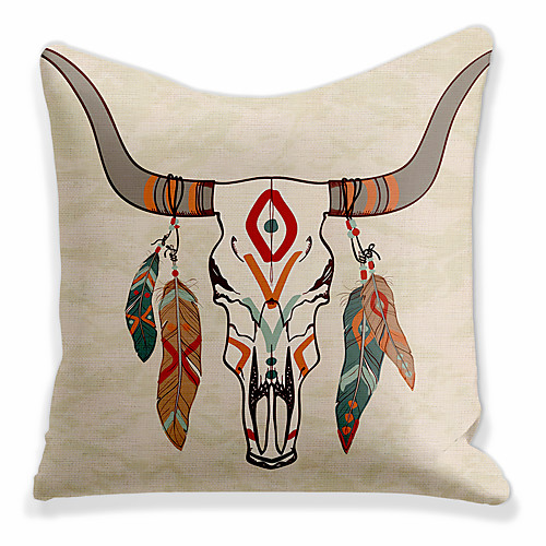 

Double Side 1 Pc Cushion Cover Print 45x45cm Faux Linen for Sofa Bedroom Animal Yak