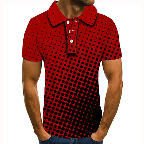 

Men's Golf Shirt Tennis Shirt 3D Print Circle Graphic Prints Button-Down Short Sleeve Street Tops Casual Fashion Cool Red / Sports