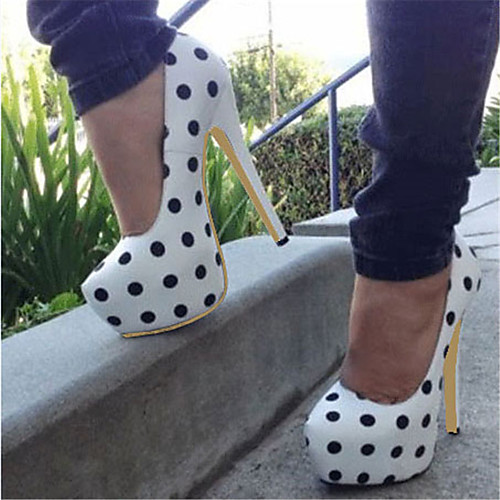 

Women's Heels Stiletto Heel Round Toe Satin Polka Dot Black / White