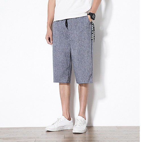 

Men's Casual / Sporty Athleisure Breathable Outdoor Sports Sport Daily Pants Trousers Pants Plain Calf-Length Drawstring Pocket Black Blue Khaki Gray