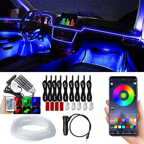 

OTOLAMPARA 2021 NEW Integrated Car Atmosphere Lamp Kit Bluetooth Flexible Lamps Car Atmosphere Light Ambient Interior Decoration App Sound Control Wireless RGB Neon Led Strips 9pcs
