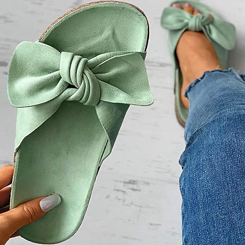 

Women's Sandals Flat Heel Round Toe PU Yellow Pink Green