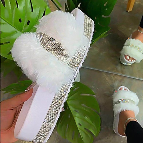 

Women's Sandals Wedge Heel Round Toe Synthetics Solid Colored White Black Pink