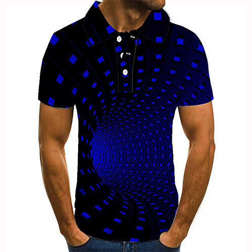 

Men's Golf Shirt Tennis Shirt 3D Print 3D Graphic Prints Button-Down Short Sleeve Street Tops Casual Fashion Cool Blue / Sports