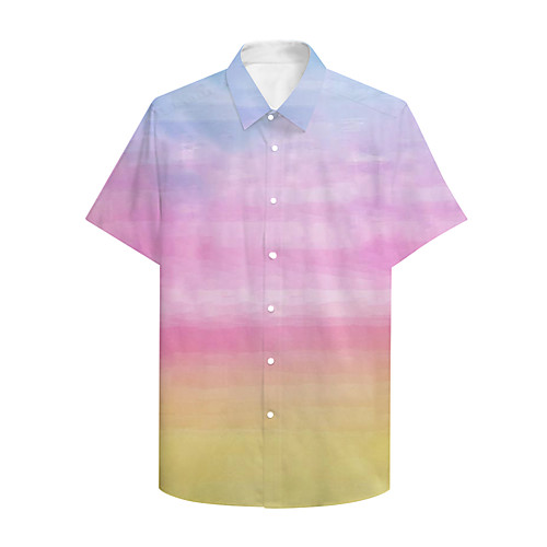 

Men's Shirt Other Prints Graphic Prints Button-Down Print Short Sleeve Casual Tops Casual Hawaiian Blushing Pink