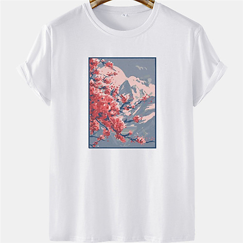 

Men's Unisex Tee T shirt Hot Stamping Floral Plus Size Short Sleeve Casual Tops 100% Cotton Basic Designer Big and Tall White Black Khaki