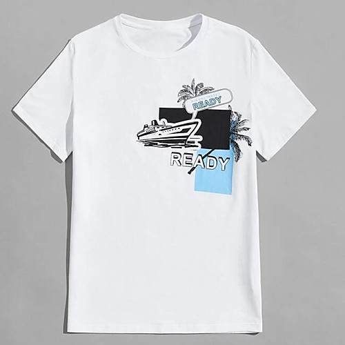 

Men's Unisex Tee T shirt Hot Stamping Graphic Prints Letter Plus Size Print Short Sleeve Casual Tops 100% Cotton Basic Designer Big and Tall White