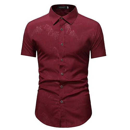 

Men's Shirt Graphic Short Sleeve Casual Tops Business Simple Black Red