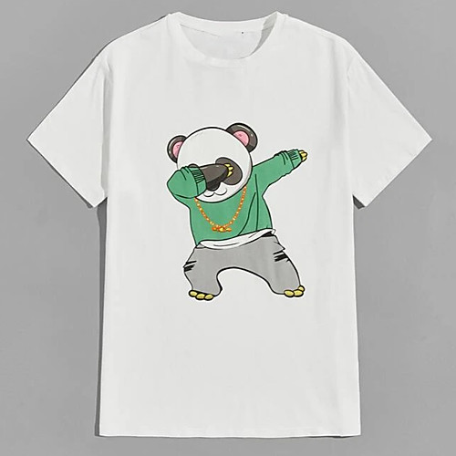 

Men's Unisex Tee T shirt Shirt Hot Stamping Graphic Prints Panda Plus Size Print Short Sleeve Casual Tops 100% Cotton Basic Designer Big and Tall Round Neck White / Summer