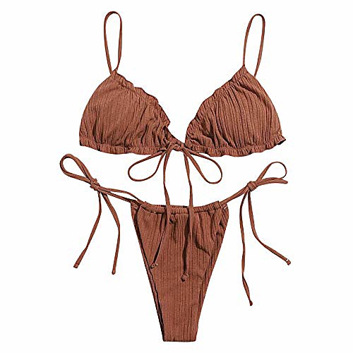 

Women's Bikini Swimsuit Solid Color Coffee color Color can be customized contact customer service Black Dark Blue Swimwear Bathing Suits Sexy