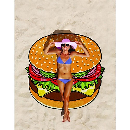 

Polyester Fibre Beach Towel,Hamburger Fries Print Quick Dry and Sand Proof Suitable for Beach, Pool, Travel and Camping Compact and Lightweight Extra Large 150x150cm Modern & Unique Design Printed