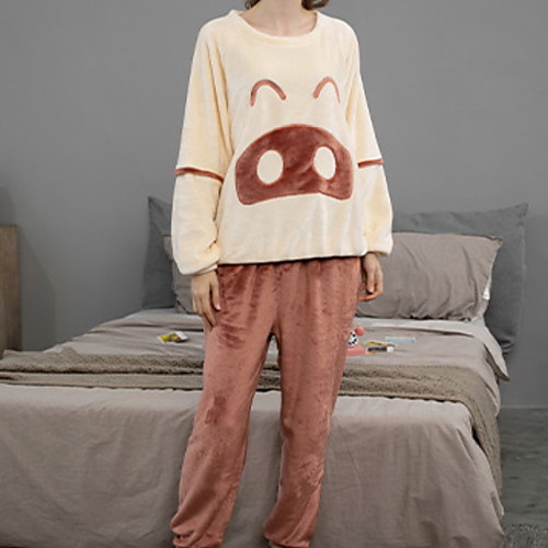

Women's Suits Pajamas Sets Print Geometric Polyester Casual Hoodie Pant Round Neck Daily Daily Wear Long Sleeve