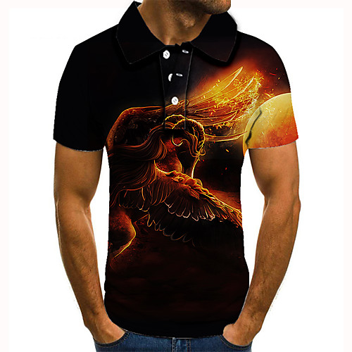 

Men's Golf Shirt Tennis Shirt 3D Print Bird Animal Button-Down Short Sleeve Street Tops Casual Fashion Cool Black / Sports