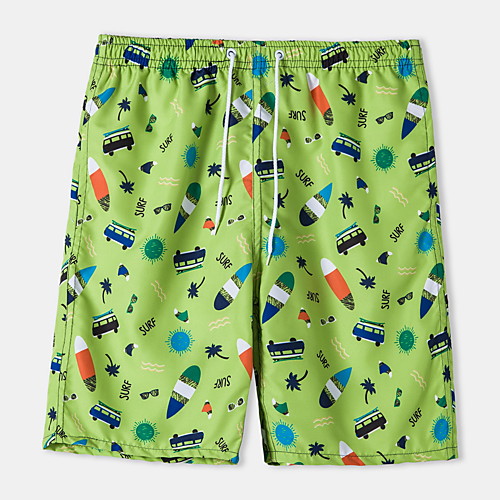 

Men's Basic Hawaiian Sports Daily Holiday Chinos Pants Graphic Knee Length Drawstring Green